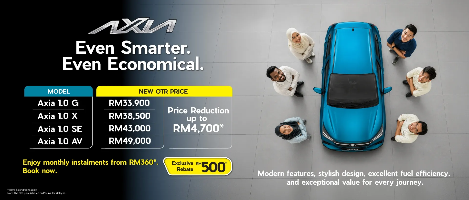 Poster Perodua: Axia: maklumat harga baharu